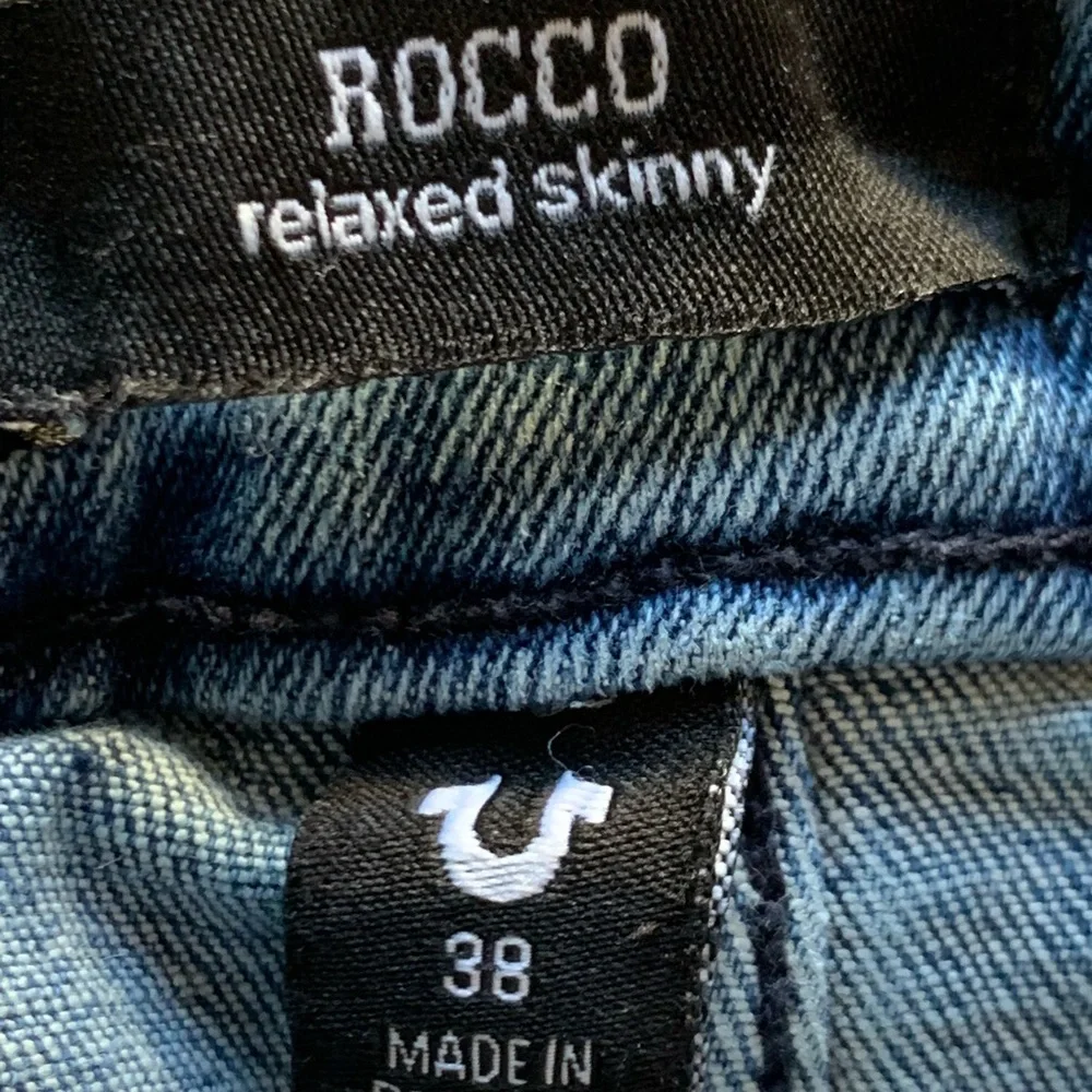 TRUE RELIGION Rocco Relaxed Skinny Biker Denim Jeans Size 38